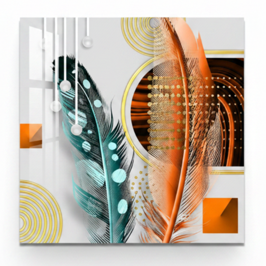 Two Feathers Glass Wall Art