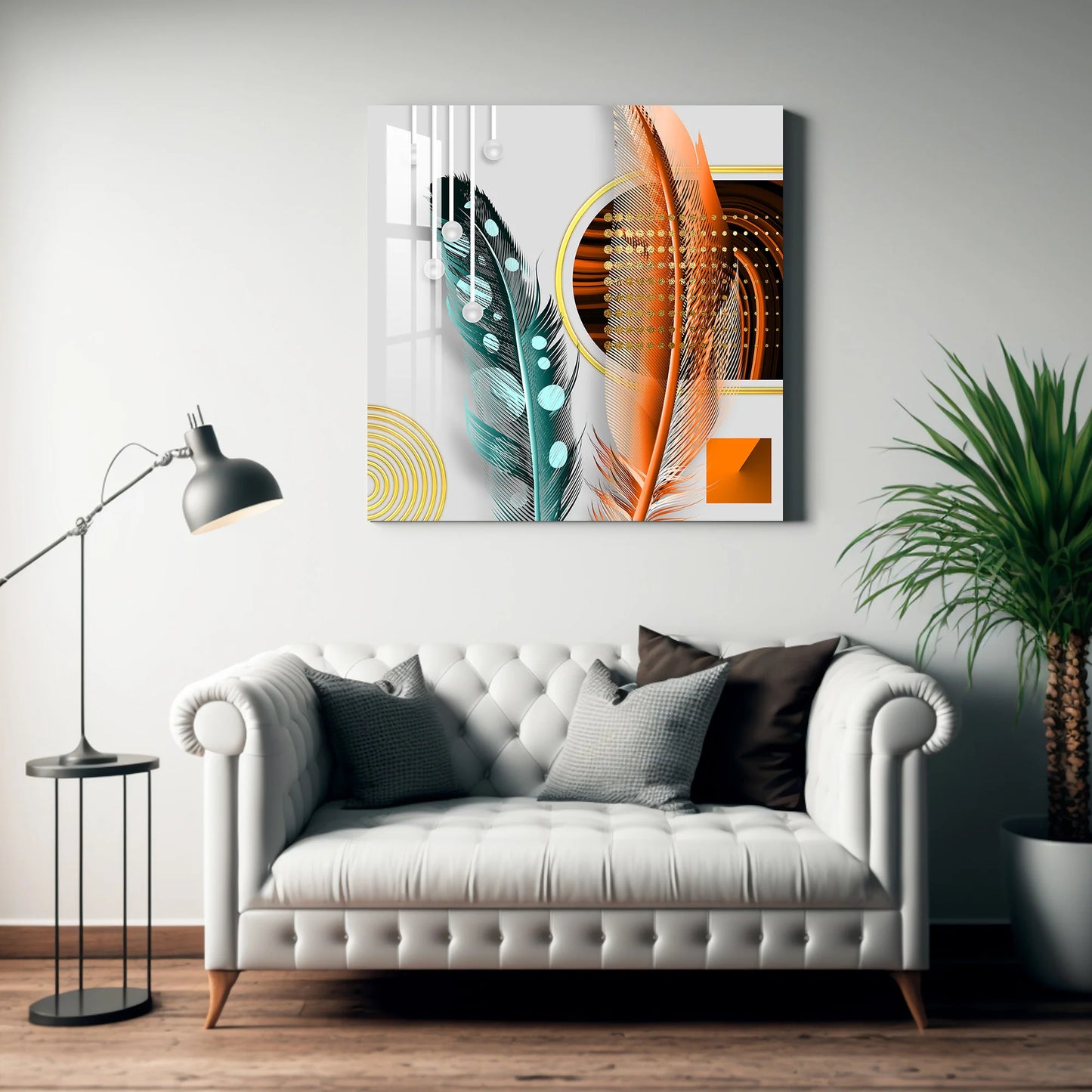 Two Feathers Glass Wall Art