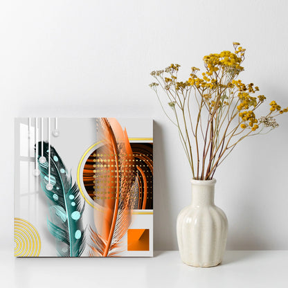 Two Feathers Glass Wall Art