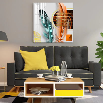 Two Feathers Glass Wall Art