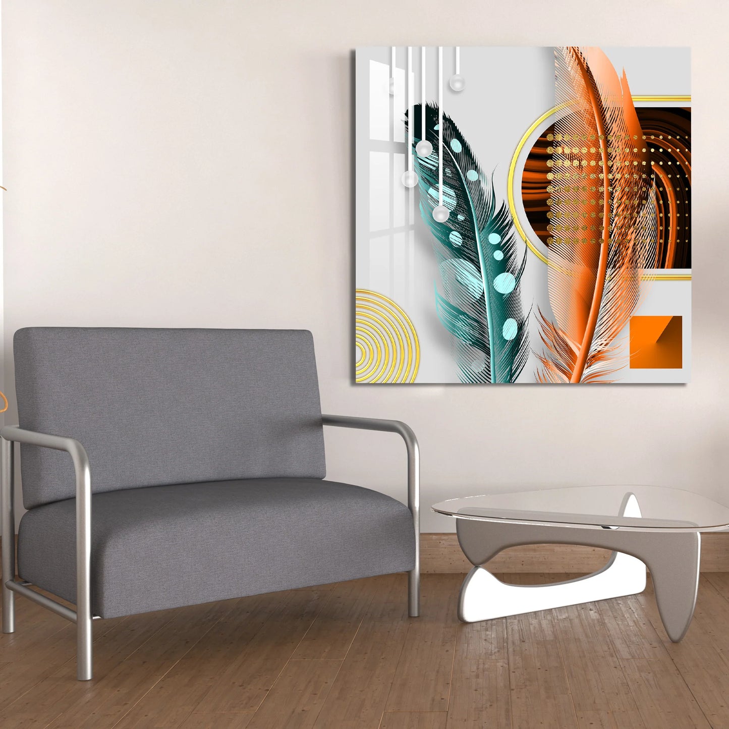 Two Feathers Glass Wall Art