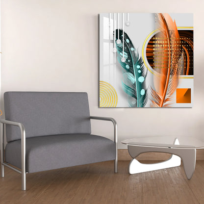 Two Feathers Glass Wall Art