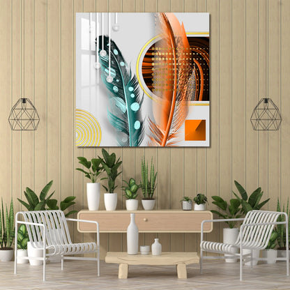 Two Feathers Glass Wall Art