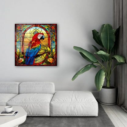 Perroquet Coloré Tableau en Verre Trempé