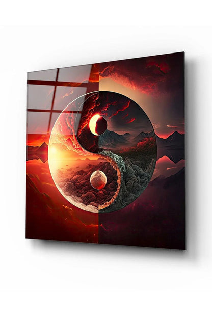 Yin Yang Tableau en Verre Trempé