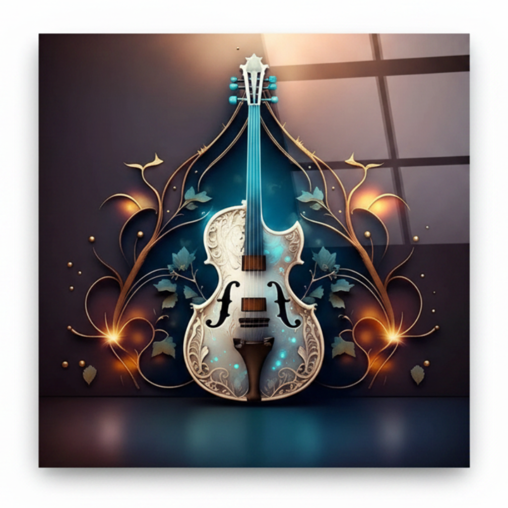Le Violon Enchanté Tableau en Verre Trempé