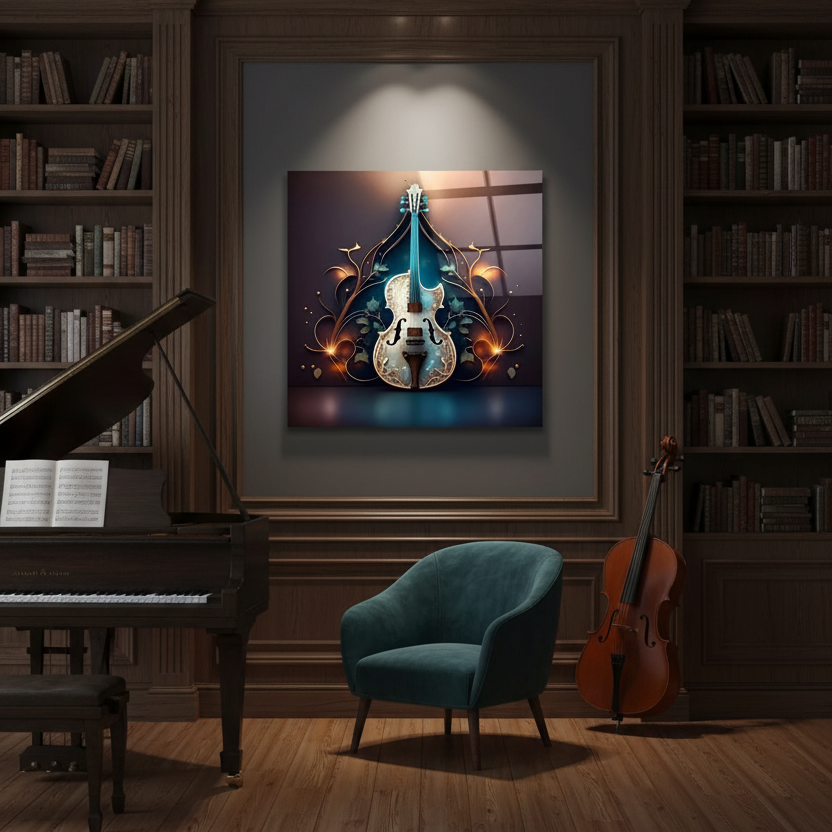 Le Violon Enchanté Tableau en Verre Trempé