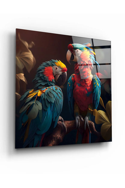 Pappagallo Colorato Quadro in Vetro Temperato