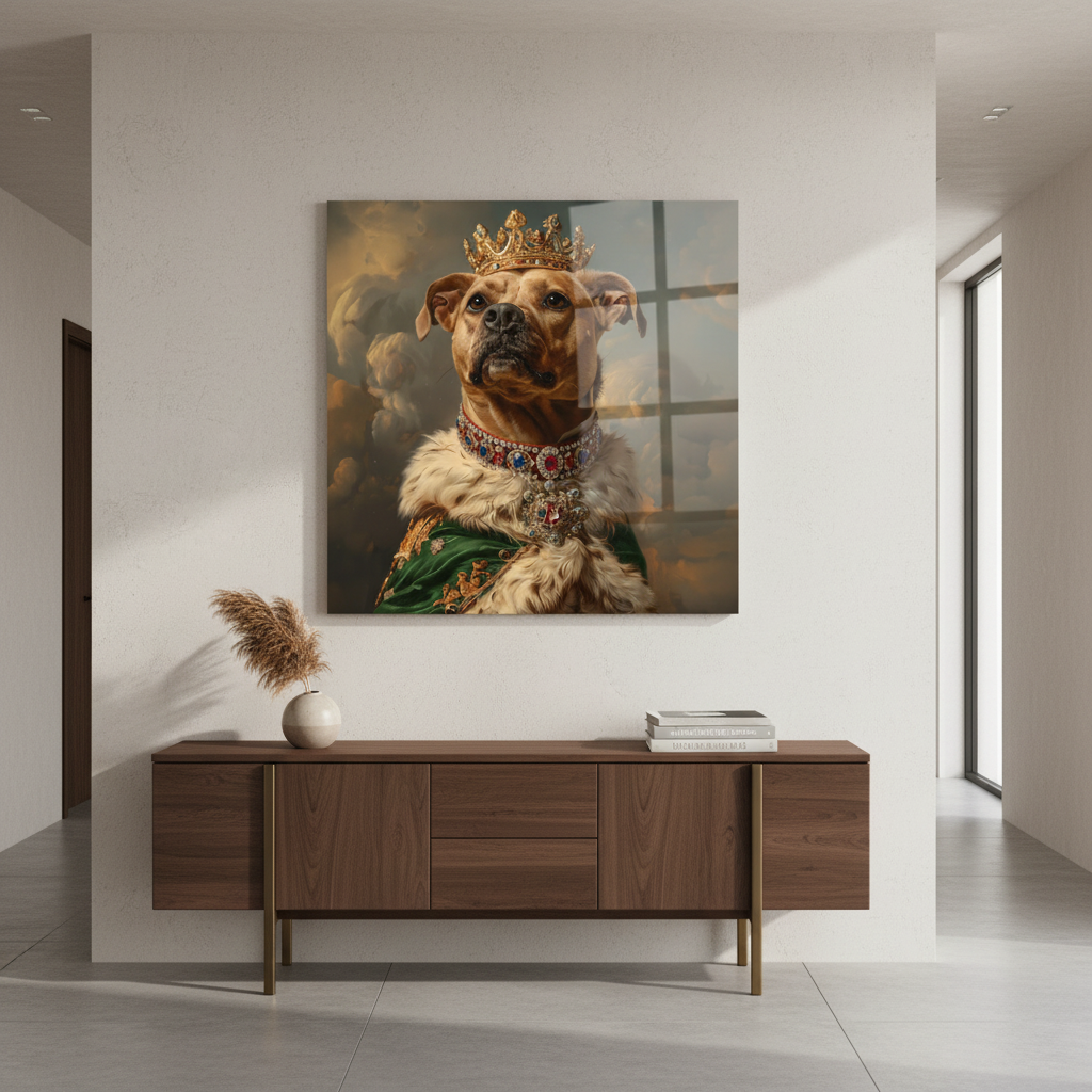 Il Re Cane Quadro in Vetro Temperato