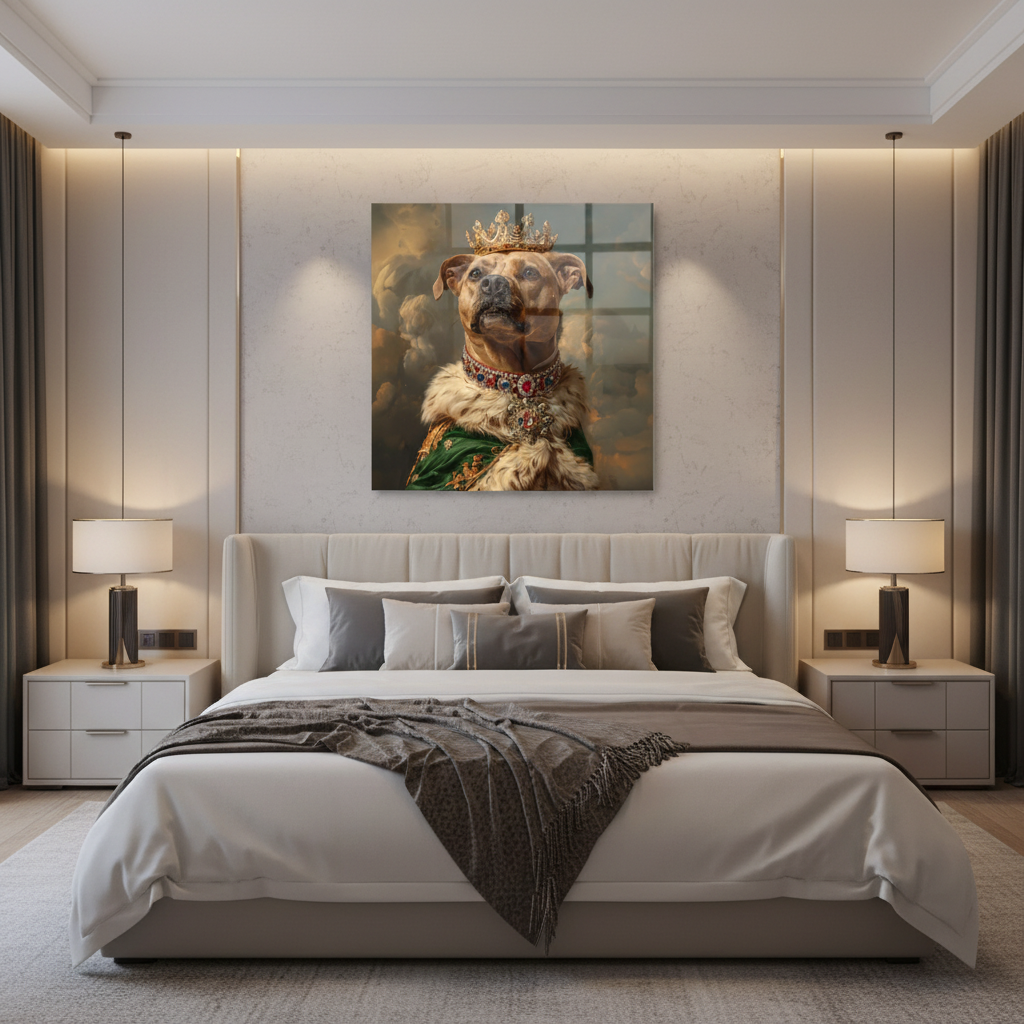 Il Re Cane Quadro in Vetro Temperato
