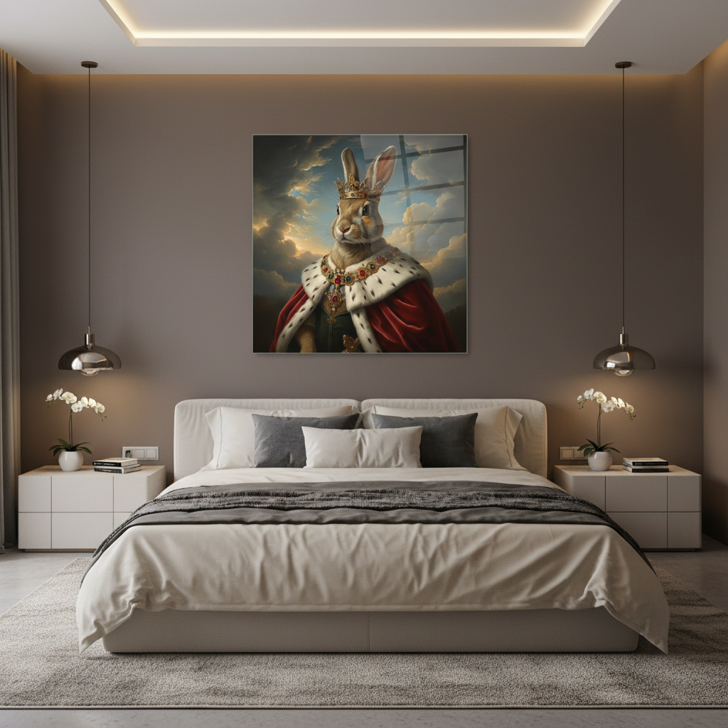 Il Re dei Conigli Quadro in Vetro Temperato