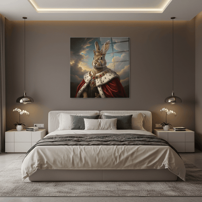 Rabbit King Glass Wall Art