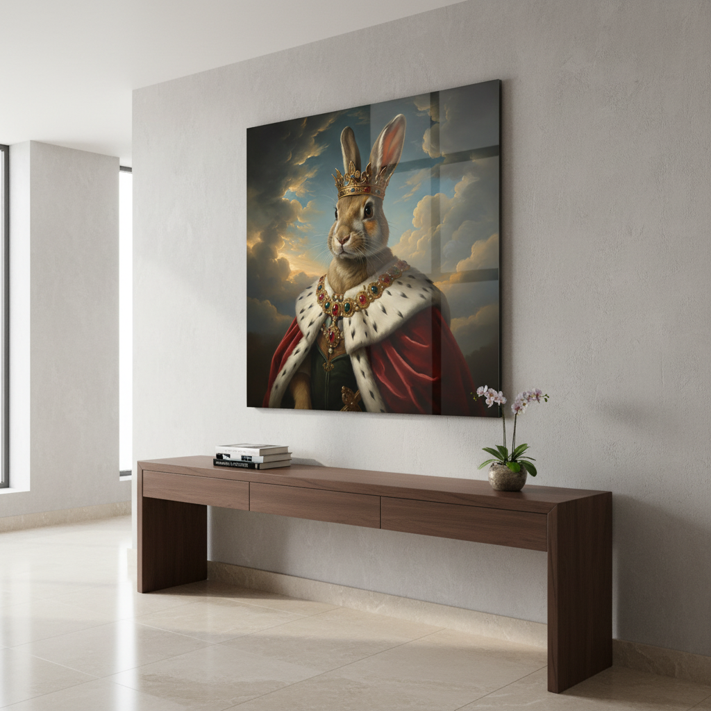 Il Re dei Conigli Quadro in Vetro Temperato