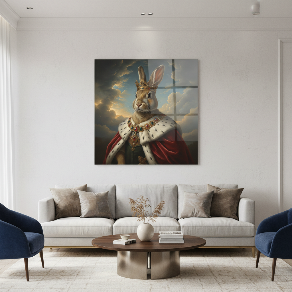 Il Re dei Conigli Quadro in Vetro Temperato