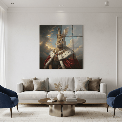 Rabbit King Glass Wall Art