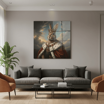 Rabbit King Glass Wall Art