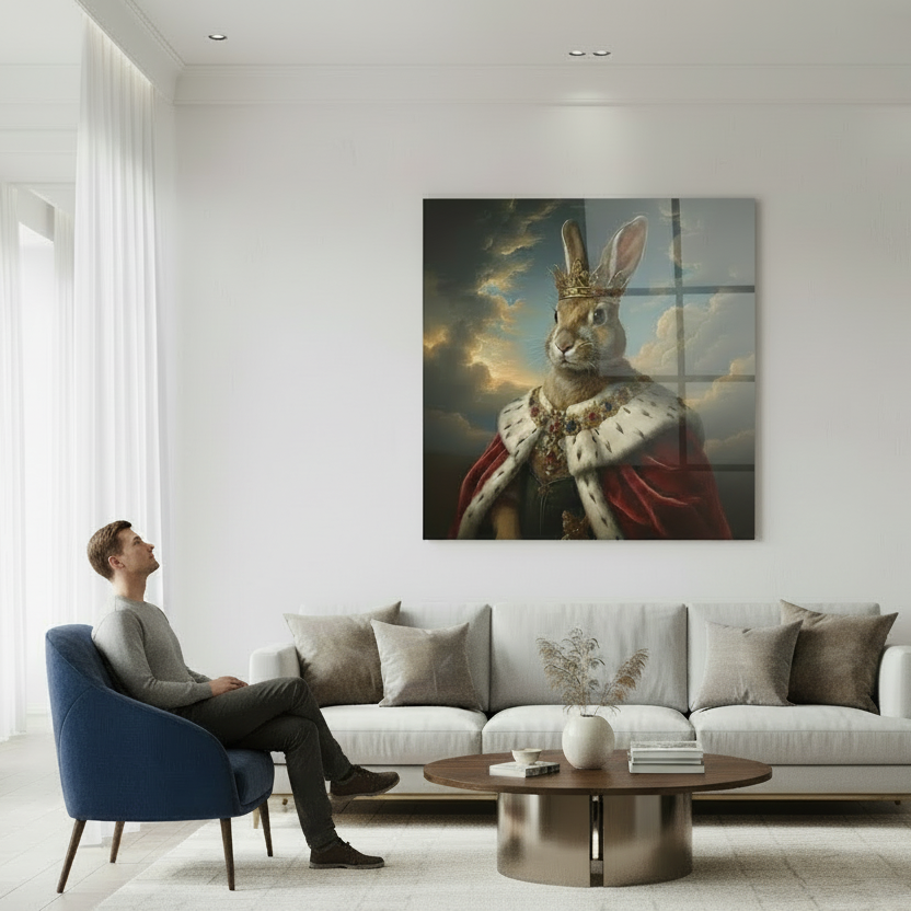 Il Re dei Conigli Quadro in Vetro Temperato