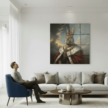Rabbit King Glass Wall Art