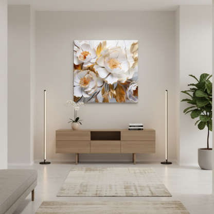3D White Flower Glass Wall Art