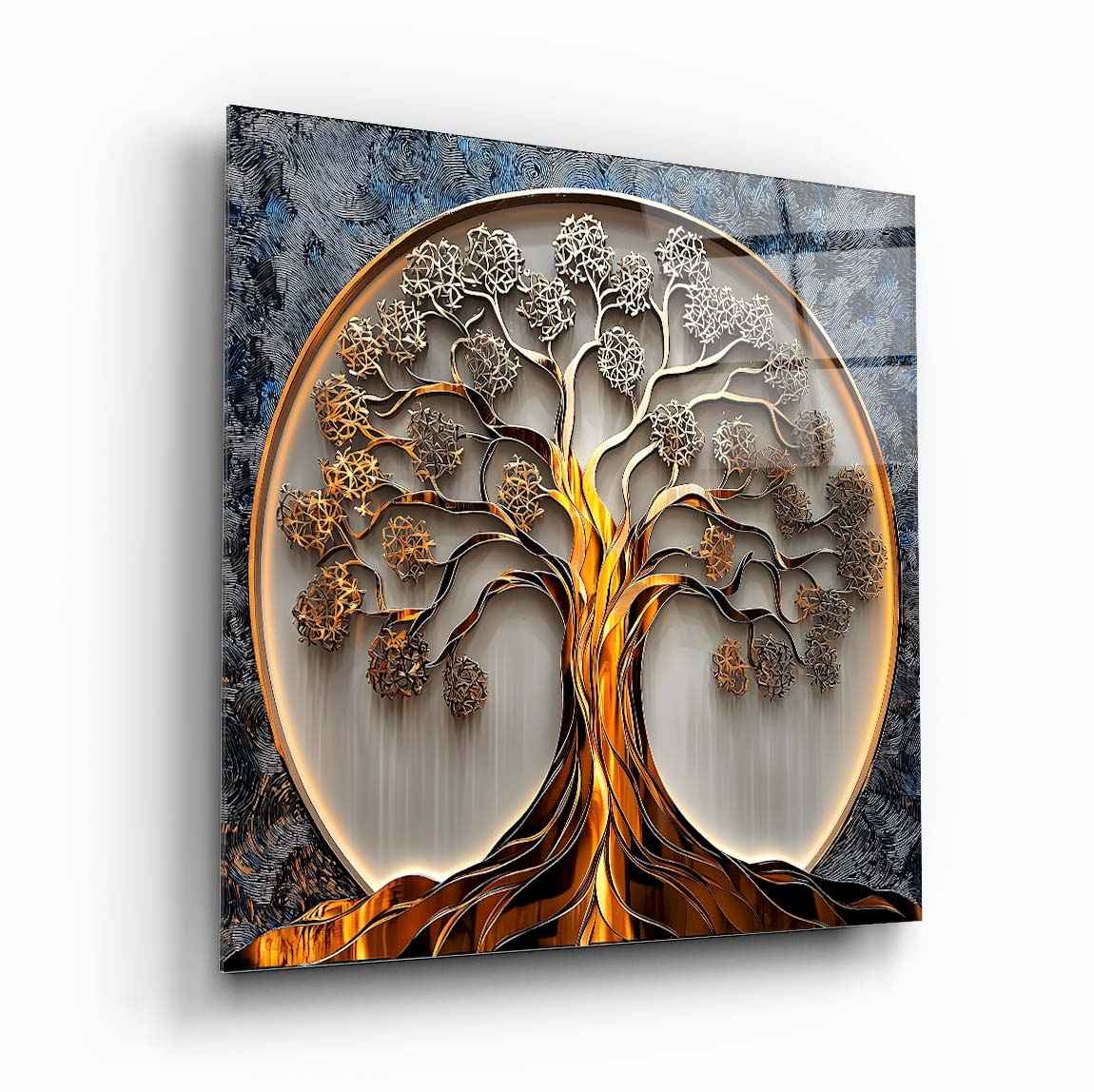 Gold & Silver Tree of Life Glass Wall Art