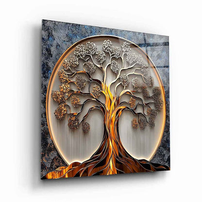 Gold & Silver Tree of Life Glass Wall Art