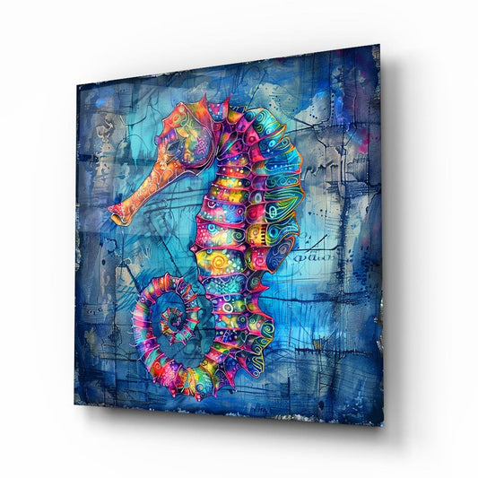 Colorful Seahorse Glass Wall Art