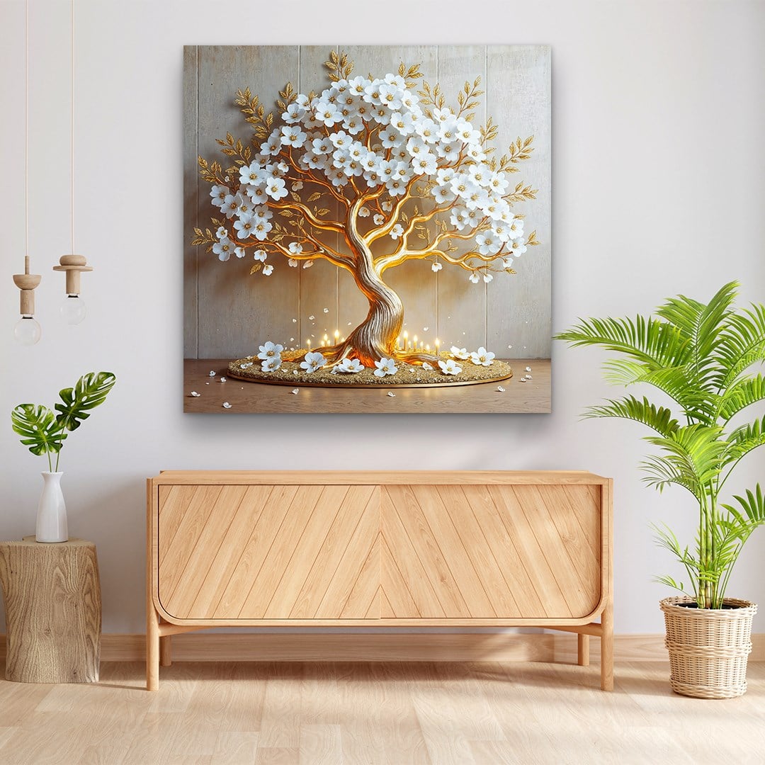 Gold Tree Glass Wall Art