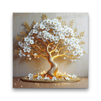 Gold Tree Glass Wall Art