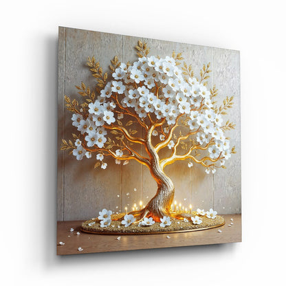 Gold Tree Glass Wall Art