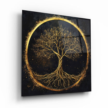 Arbre d'or Tableau en Verre Trempé