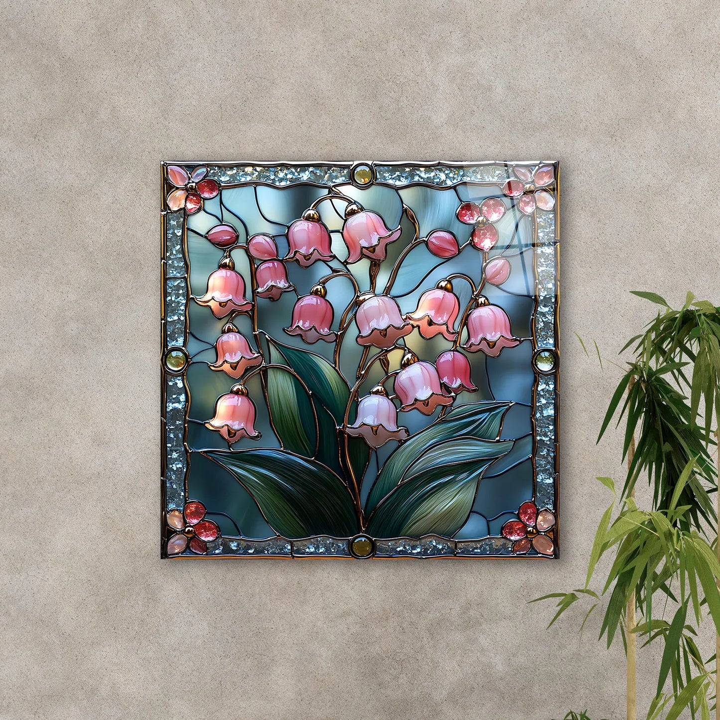 Lily of the Valley Glass Wall Art
