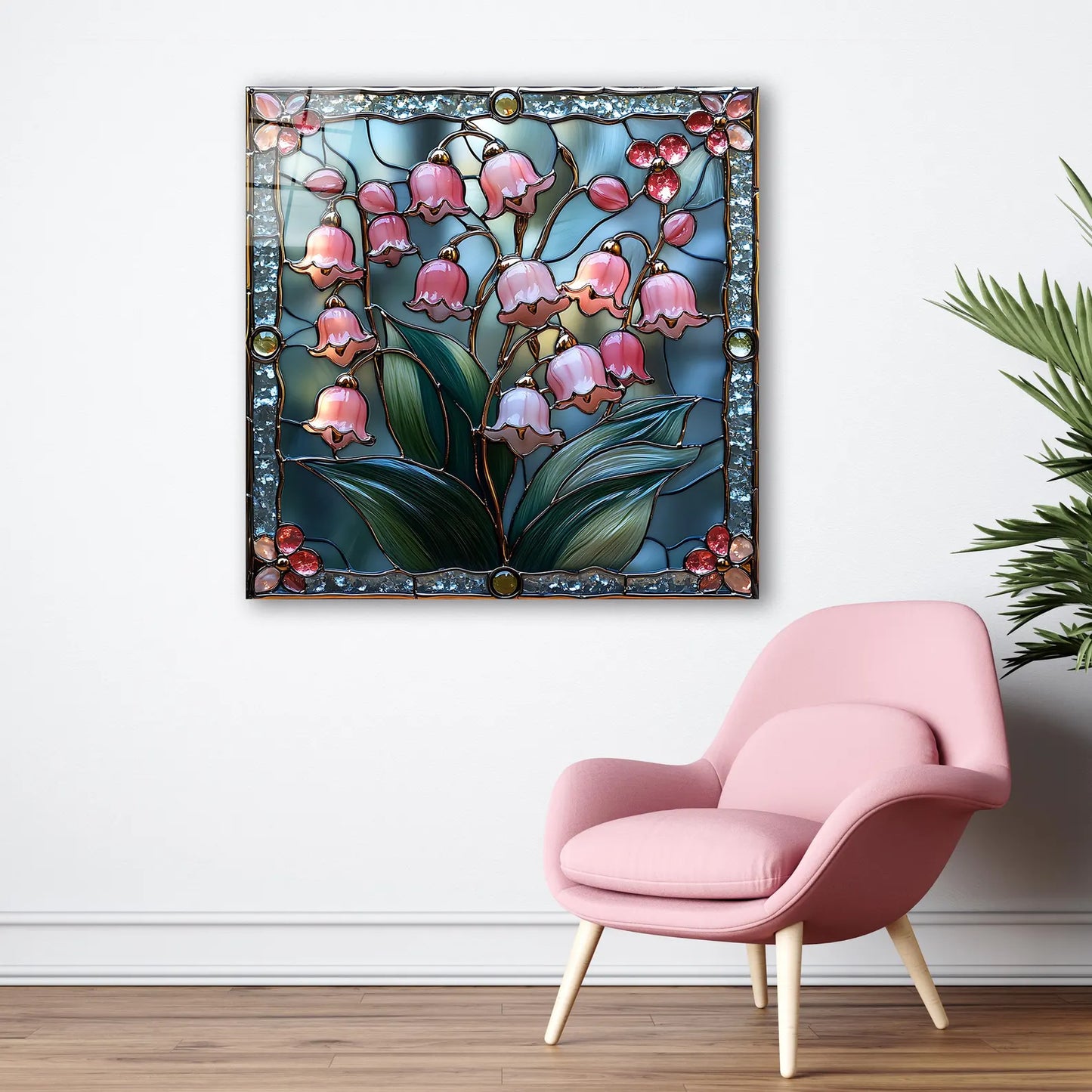 Lily of the Valley Glass Wall Art