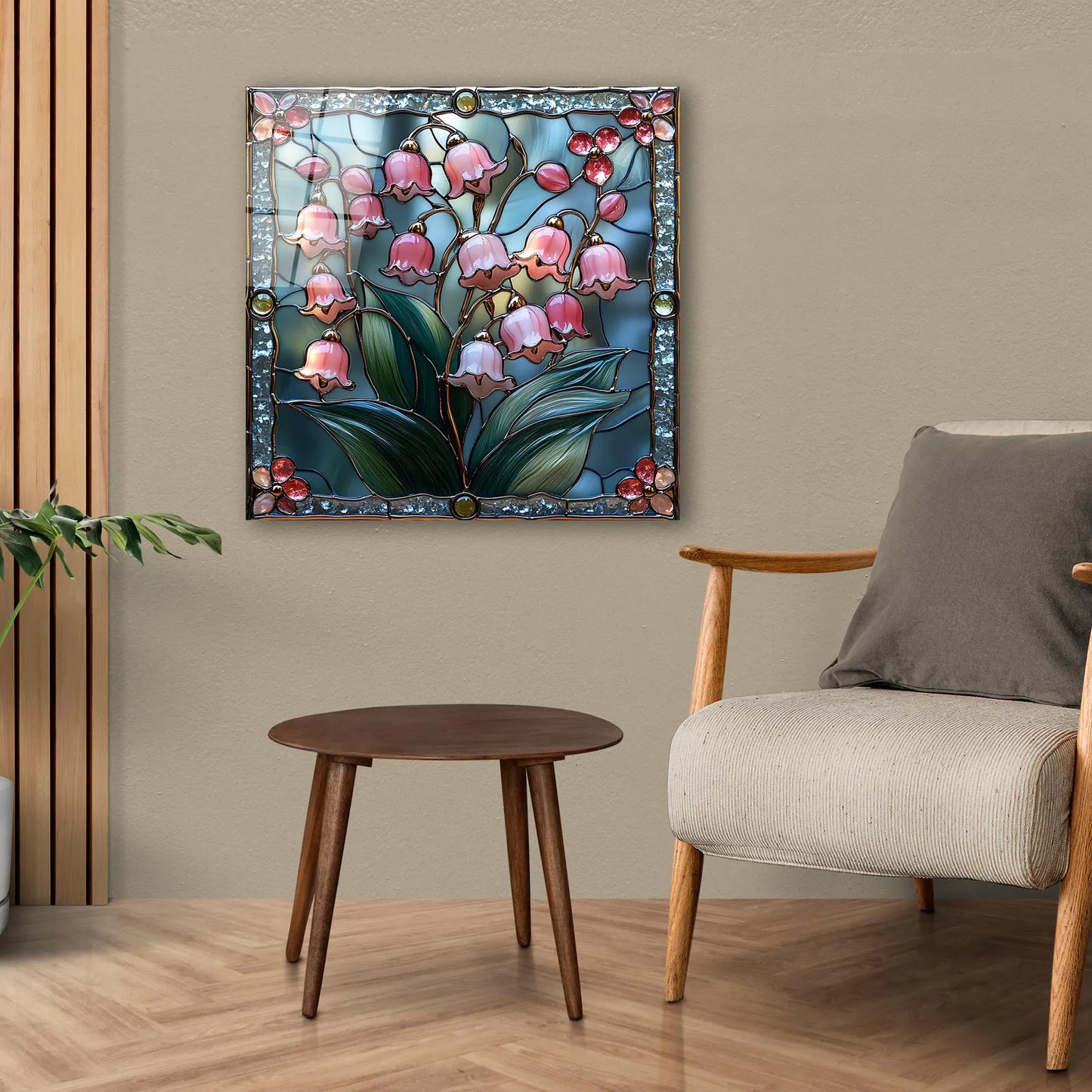 Lily of the Valley Glass Wall Art