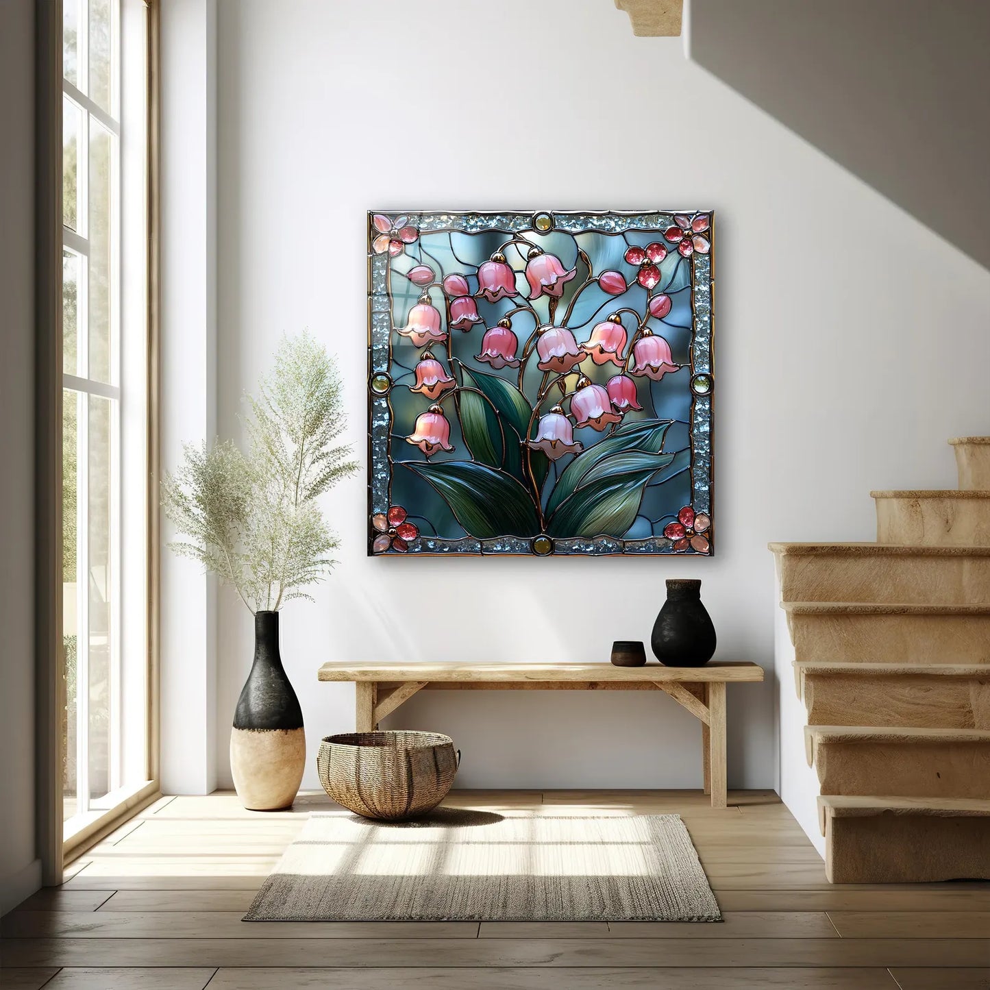 Lily of the Valley Glass Wall Art