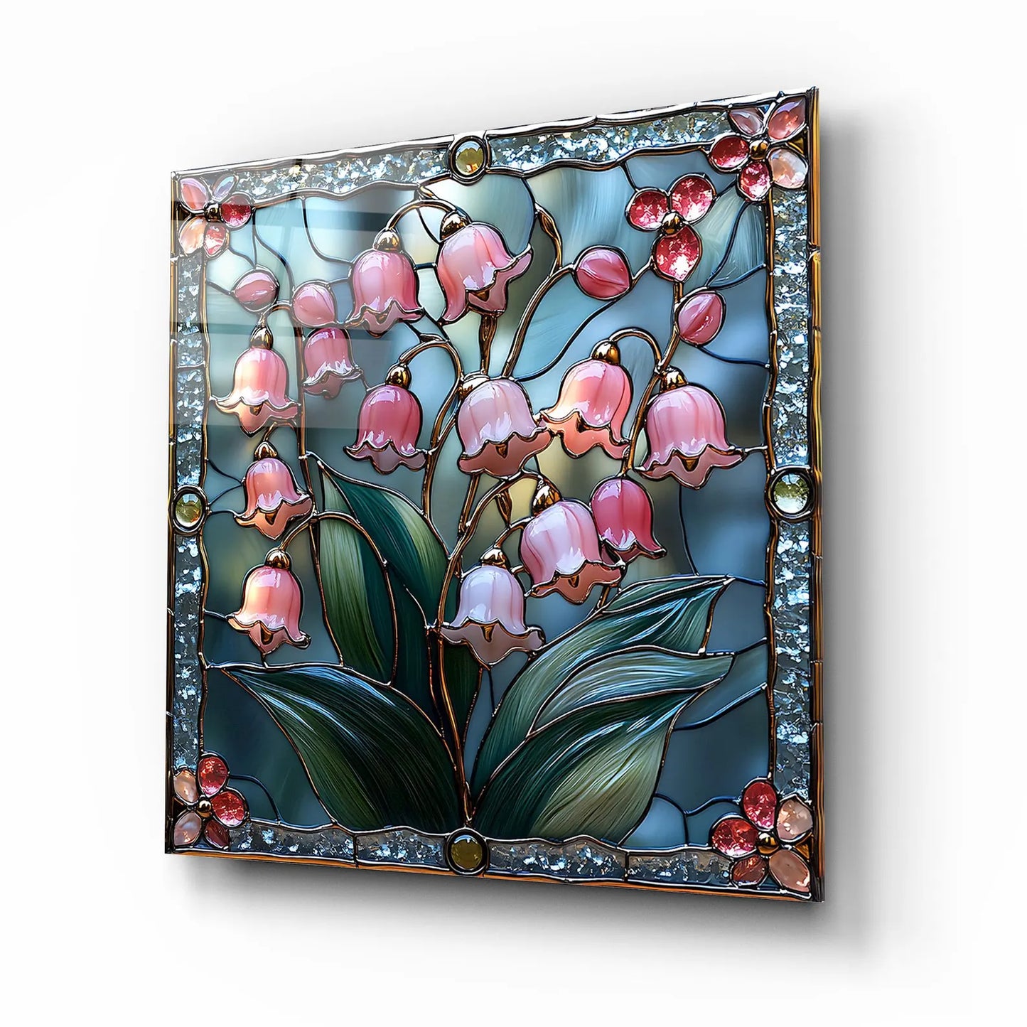 Lily of the Valley Glass Wall Art