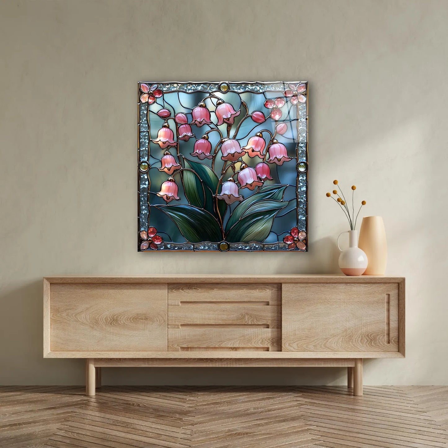 Lily of the Valley Glass Wall Art