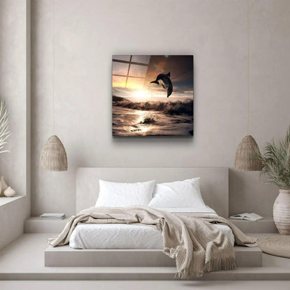 Dolphin Glass Wall Art - LUXARTDECO