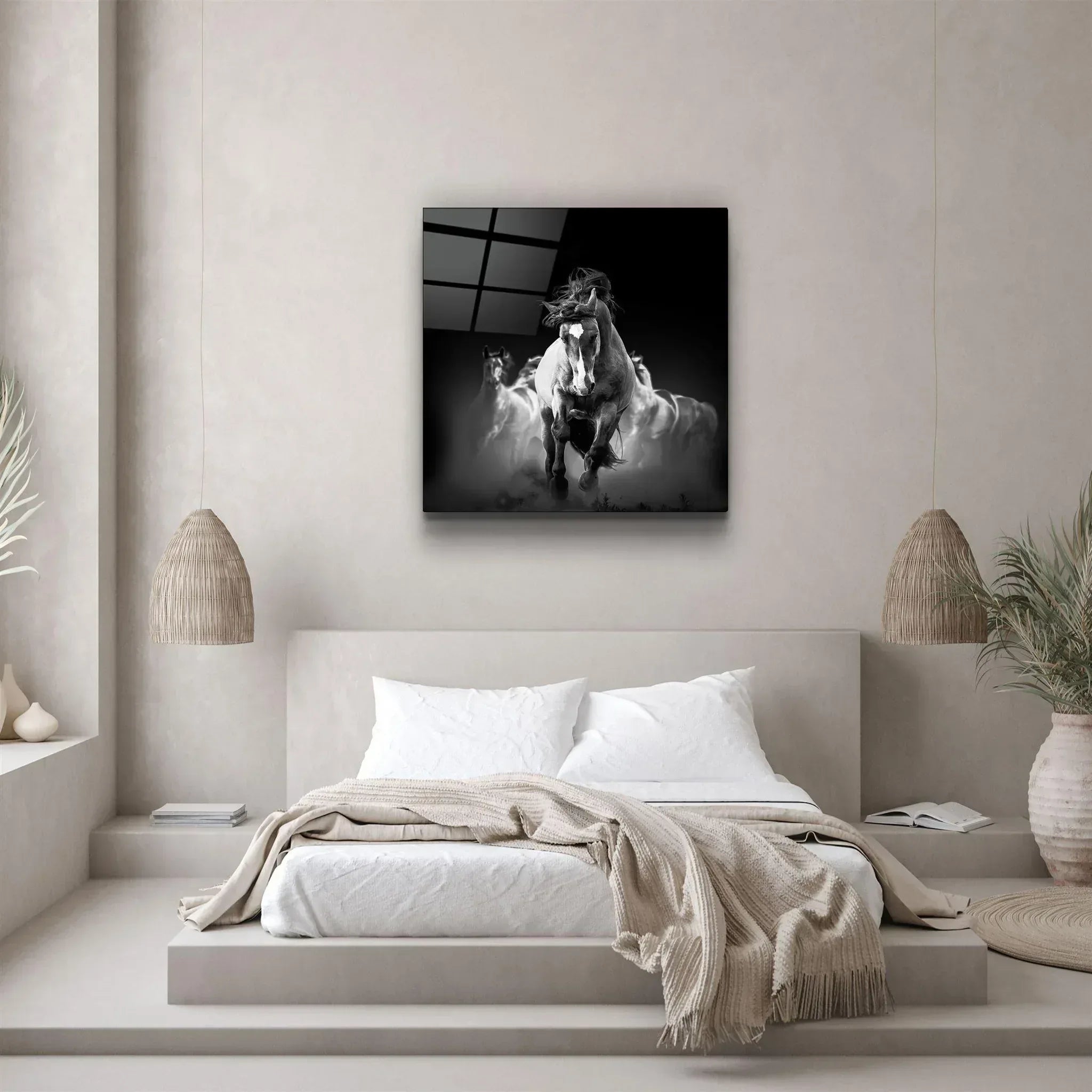 Running Horse Glass Wall Art - LUXARTDECO