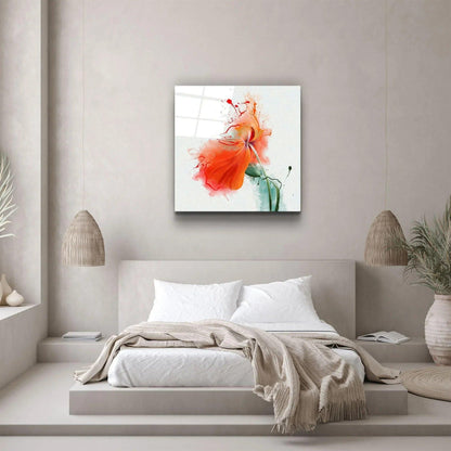 Red Poppy Glass Wall Art - LUXARTDECO