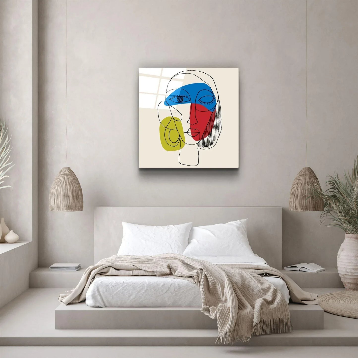 Lineart Face Glass Wall Art - LUXARTDECO