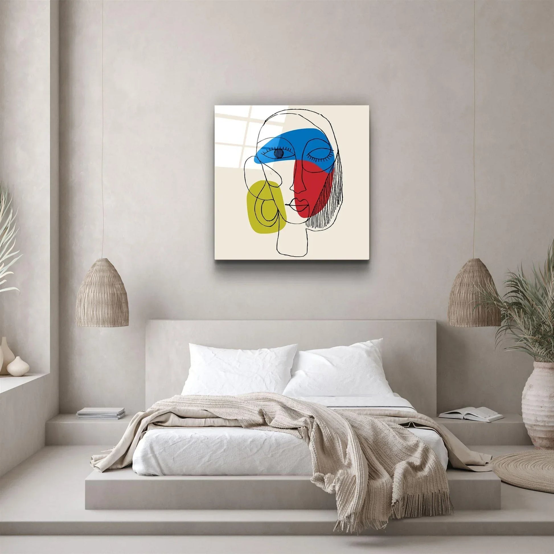 Lineart Face Glass Wall Art - LUXARTDECO