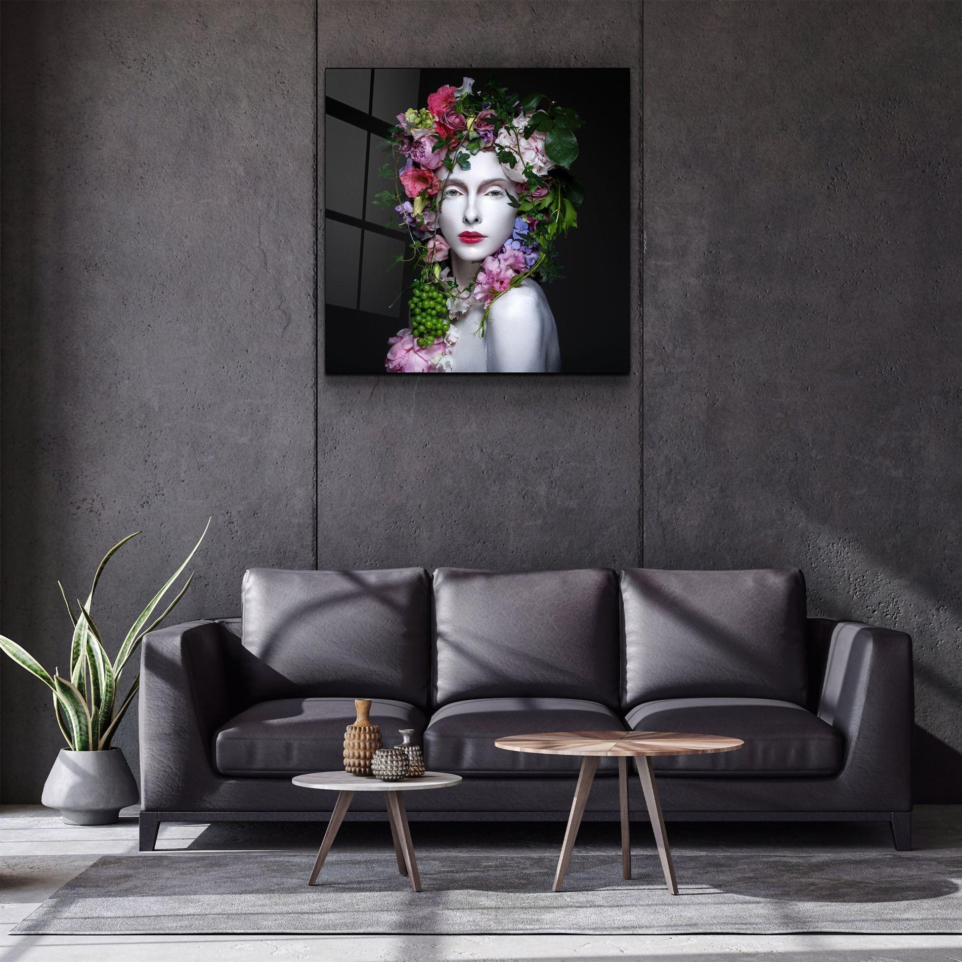 Flower Queen Glass Wall Art - LUXARTDECO