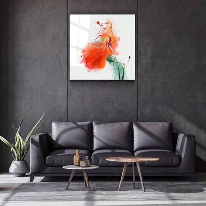 Red Poppy Glass Wall Art - LUXARTDECO