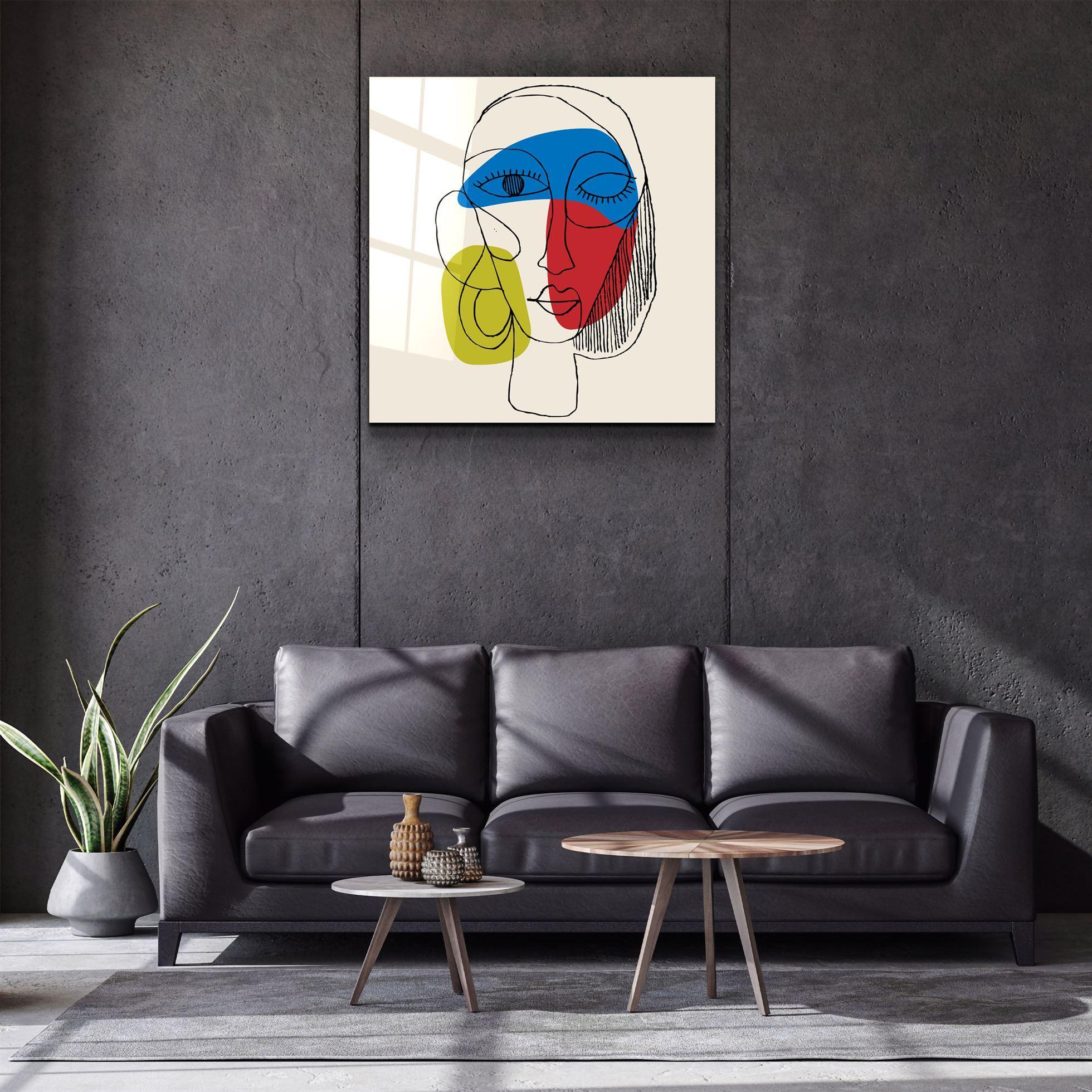 Arte murale in vetro con faccia lineare 