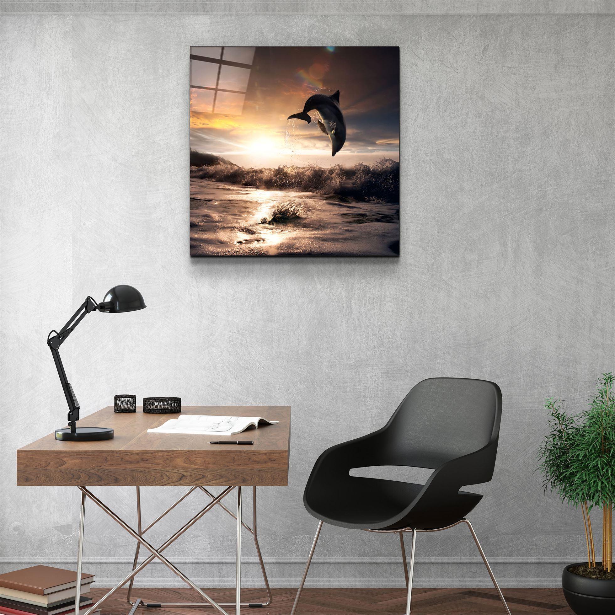 Dolphin Glass Wall Art - LUXARTDECO