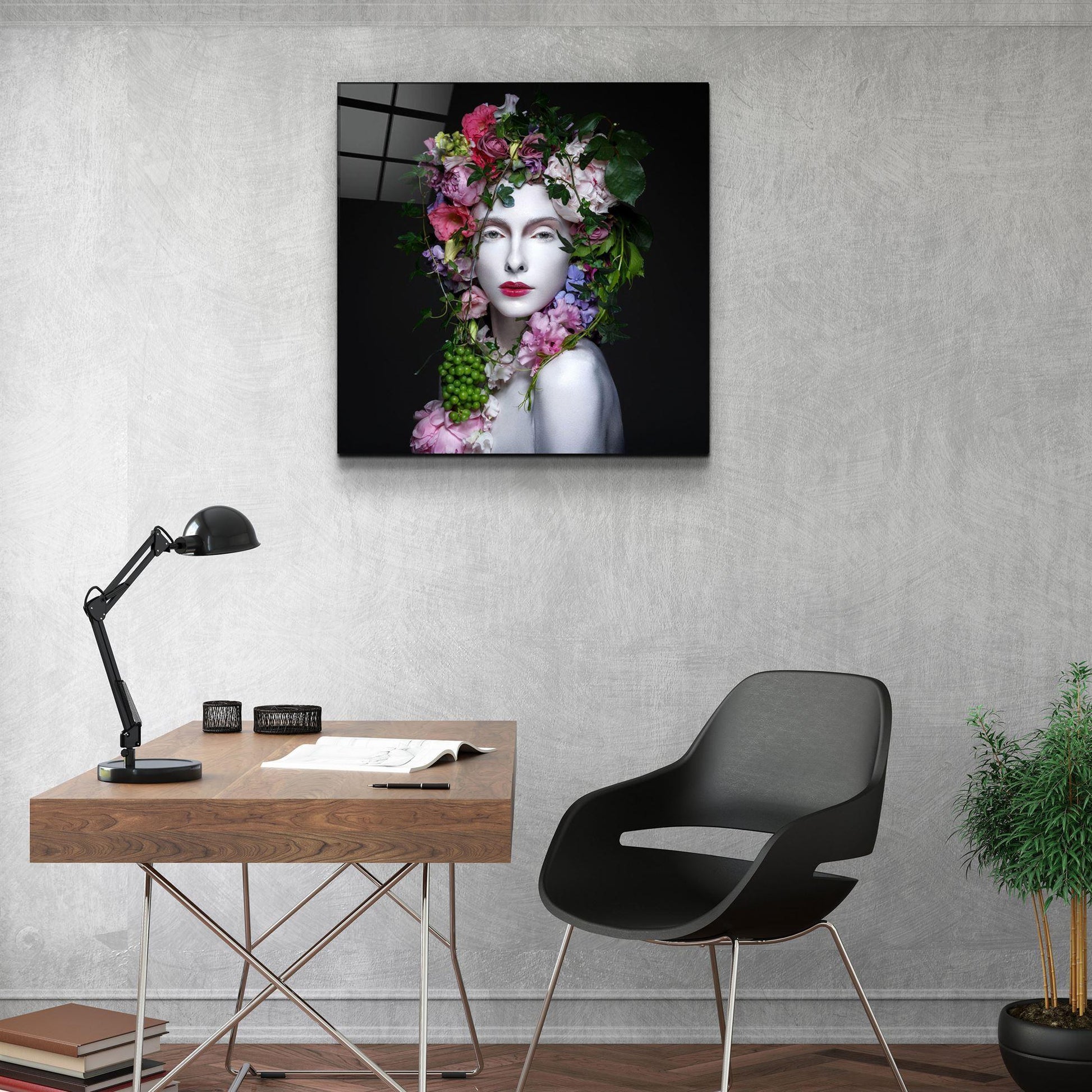 Flower Queen Glass Wall Art - LUXARTDECO