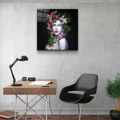 Flower Queen Glass Wall Art - LUXARTDECO
