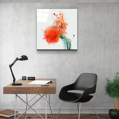 Red Poppy Glass Wall Art - LUXARTDECO