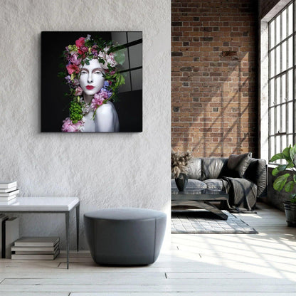 Flower Queen Glass Wall Art - LUXARTDECO