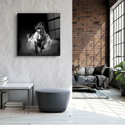 Running Horse Glass Wall Art - LUXARTDECO